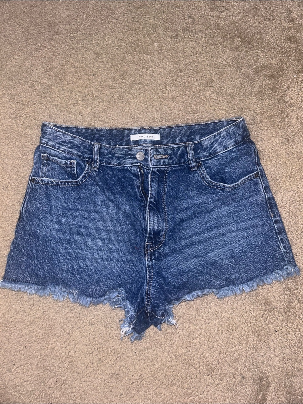 PacSun Dark Blue High-Rise Denim Cutoff Shorts
